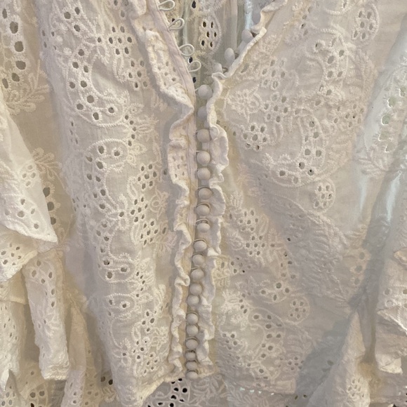 THE KOOPLES Flowy Ruffled Eyelet button top - Picture 2 of 5